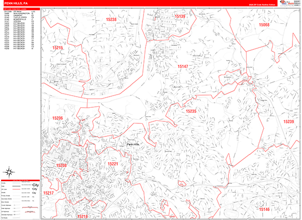 Penn Hills Zip Code Wall Map